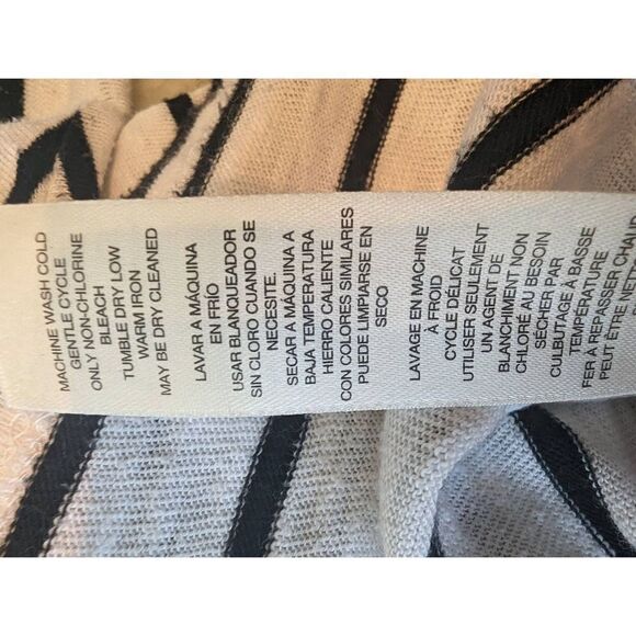 Chico's Blouse Women's Large Size 2 Black and White Cotton Blend Roll Sleeve - Picture 6 of 11